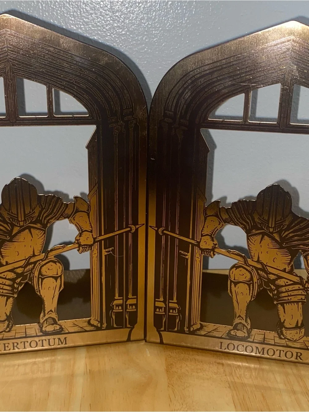 Harry Potter Metal Copper colored bookends, Locomotor and Piertotum